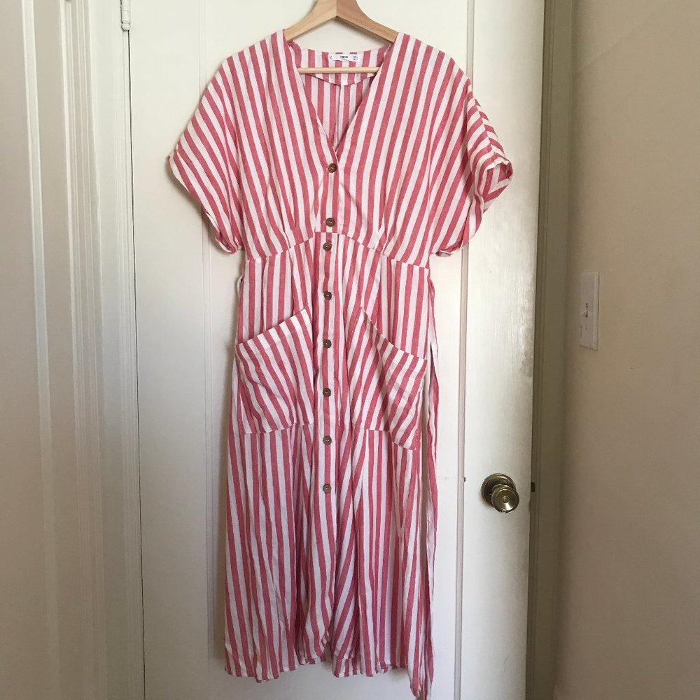 MANGO Striped Button-down Dress